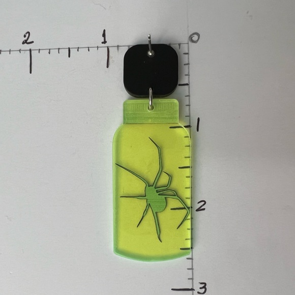 Neon Jar with Spooky Spider Emo Earrings - Goth Spider Earrings - Picture 7 of 15